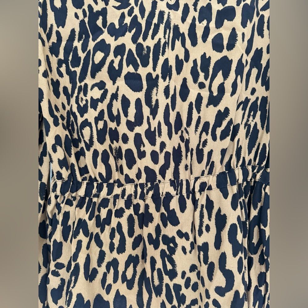 NWT Banana Republic Animal Print Peplum Blouse Brown & Black Sz S - Picture 10 of 11